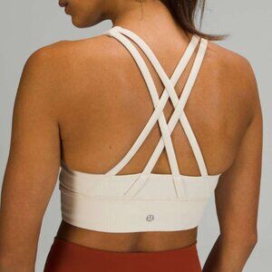 Lululemon ~ Energy High-Neck Longline Ribbed Bra - White Opal 8